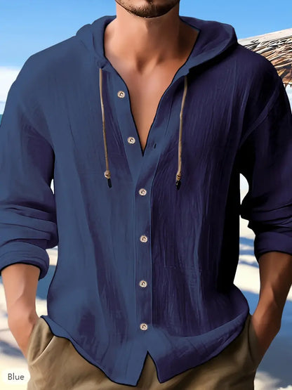 Warren - Herren Casual Button Hooded Shirt mit Kapuze