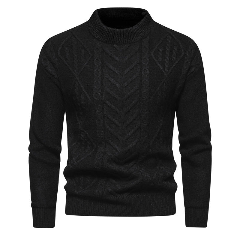 Herren Jacquard-Strickpullover mit Rundhalsausschnitt und langen Ärmeln – ideal für Herbst und Winter