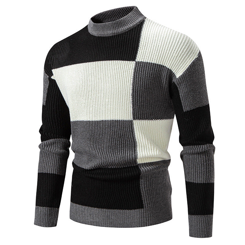 Herren Halbrollkragen Colorblock Pullover – Perfekt für Herbst und Winter