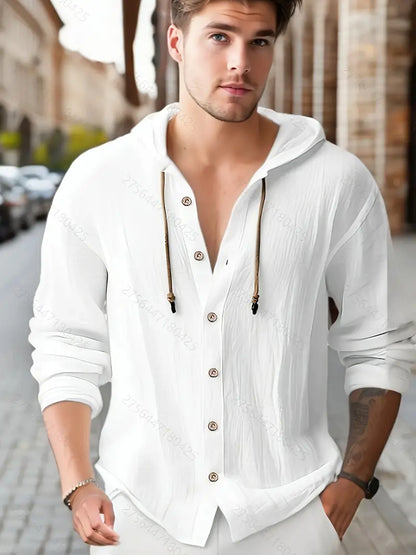 Warren - Herren Casual Button Hooded Shirt mit Kapuze