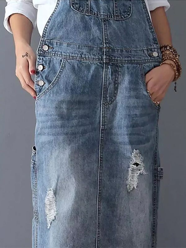 Jeans Overall Kleid mit Geschlitztem Rücken I Ideal für den Sommer