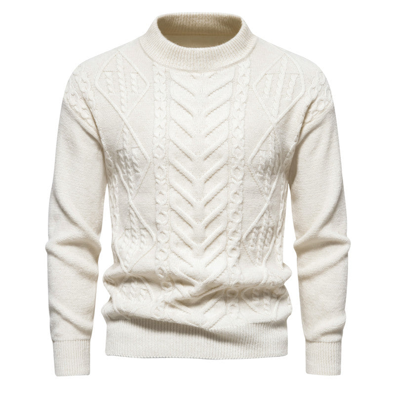 Herren Jacquard-Strickpullover mit Rundhalsausschnitt und langen Ärmeln – ideal für Herbst und Winter