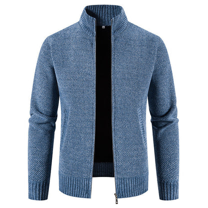 Herren Slim Fit Samt Reißverschluss Strickjacke – Ideal für den Winter