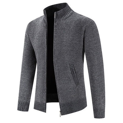 Herren Slim Fit Samt Reißverschluss Strickjacke – Ideal für den Winter