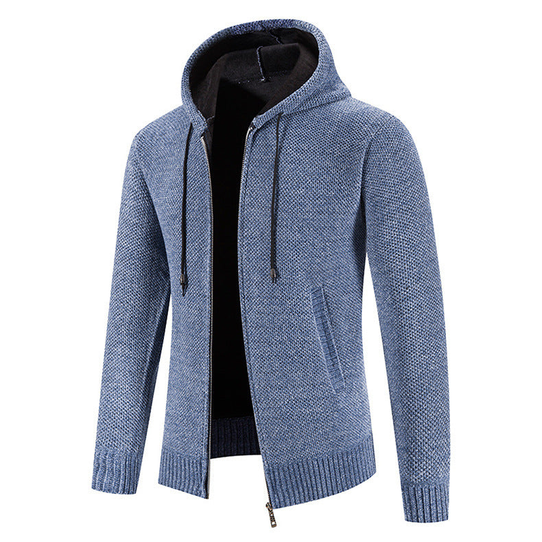 Herren Slim Fit Samt Reißverschluss Strickjacke – Ideal für den Winter