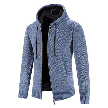 Herren Slim Fit Samt Reißverschluss Strickjacke – Ideal für den Winter