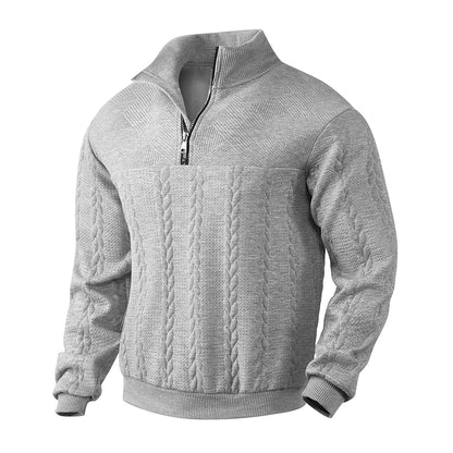 Quarter-Zip-Pullover aus hochwertigem Material, mit Stehkragen, langem Arm und Rippstrickbündchen - Ideal für Herbst und Winter