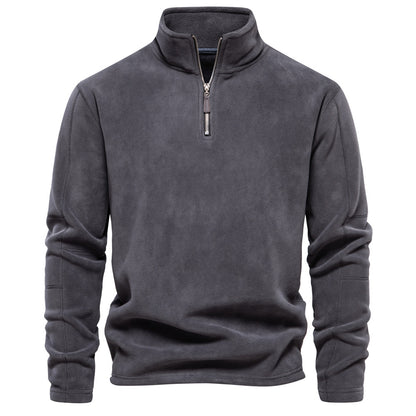 Stehkragen Fleece Pullover Sweatshirt mit Reißverschluss für Männer - Ideal für den Frühling