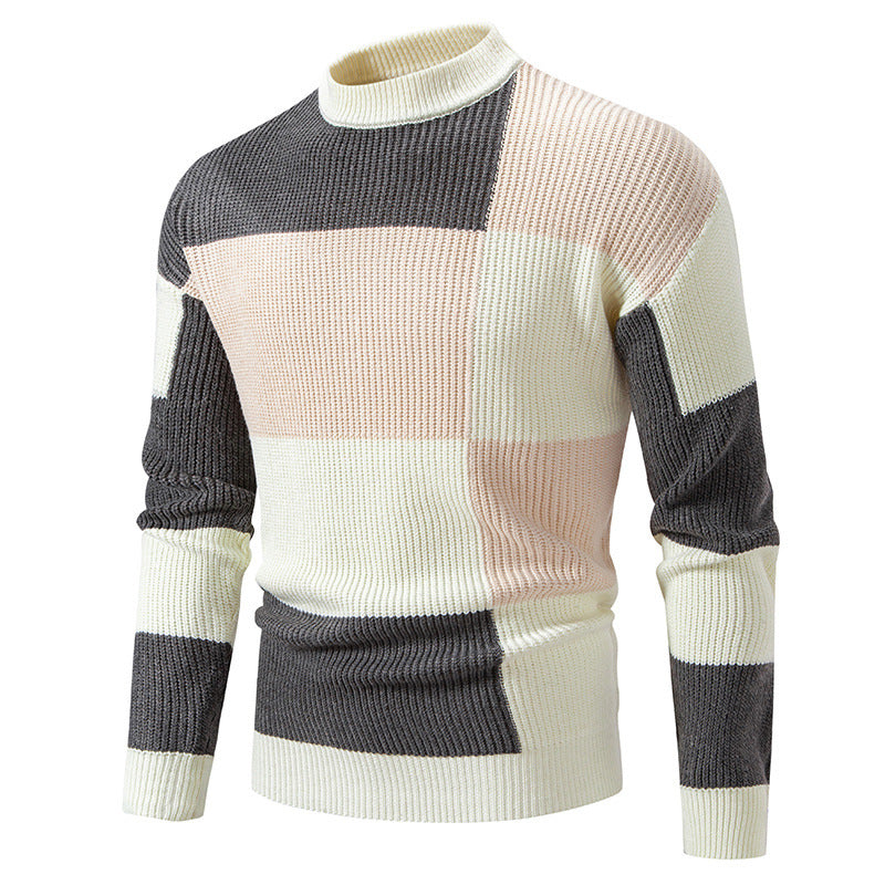 Herren Halbrollkragen Colorblock Pullover – Perfekt für Herbst und Winter