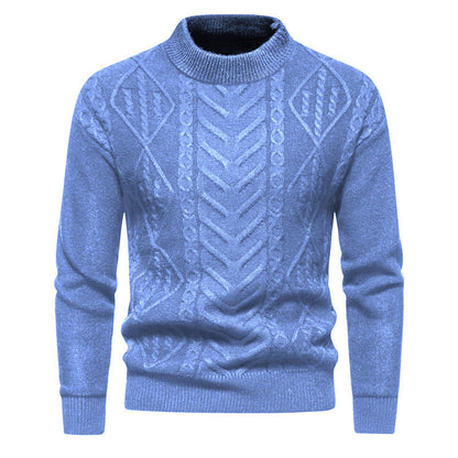 Herren Jacquard-Strickpullover mit Rundhalsausschnitt und langen Ärmeln – ideal für Herbst und Winter