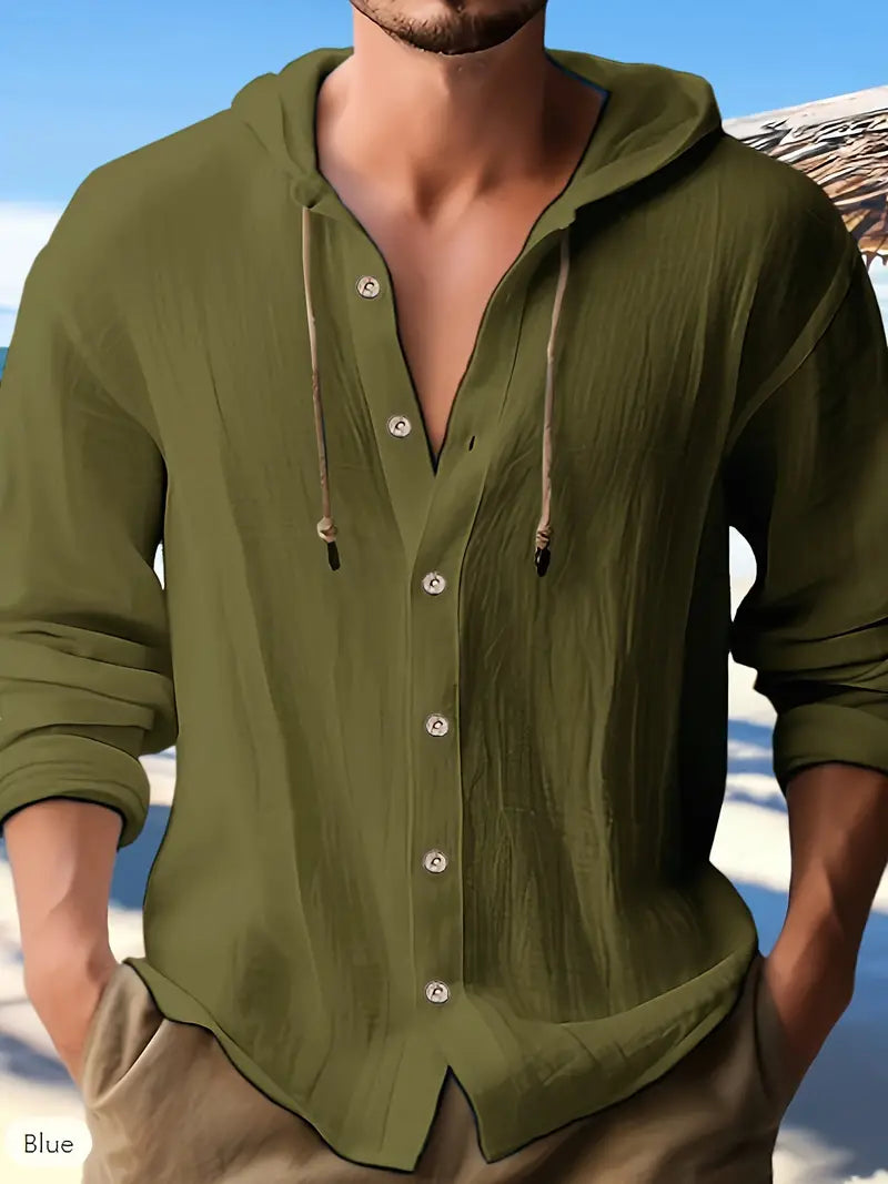 Warren - Herren Casual Button Hooded Shirt mit Kapuze