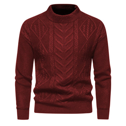 Herren Jacquard-Strickpullover mit Rundhalsausschnitt und langen Ärmeln – ideal für Herbst und Winter