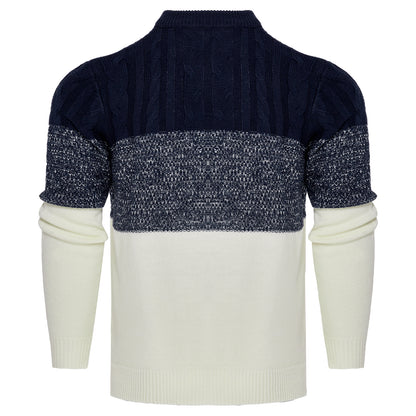 Herren Lässiger Farbblock-Langarmstrick mit Zopfmuster Pullover - Ideal für den Sommer