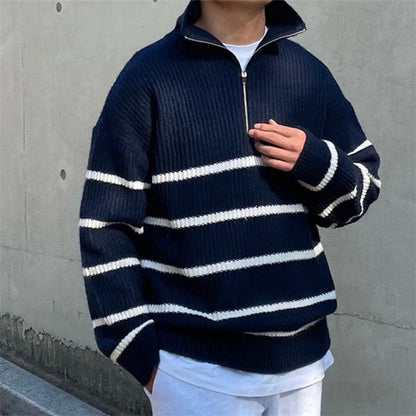 Chanthoeun  -  Herren Pullover mit halbem Reißverschluss