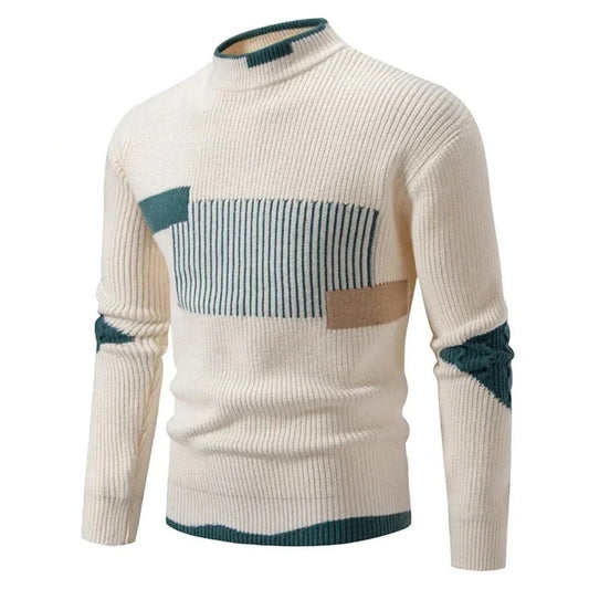 Herrenpullover mit geometrischem Muster und strukturiertem Strickdesign, langarm, modisch, vielseitig - Ideal for Herbst und Winter