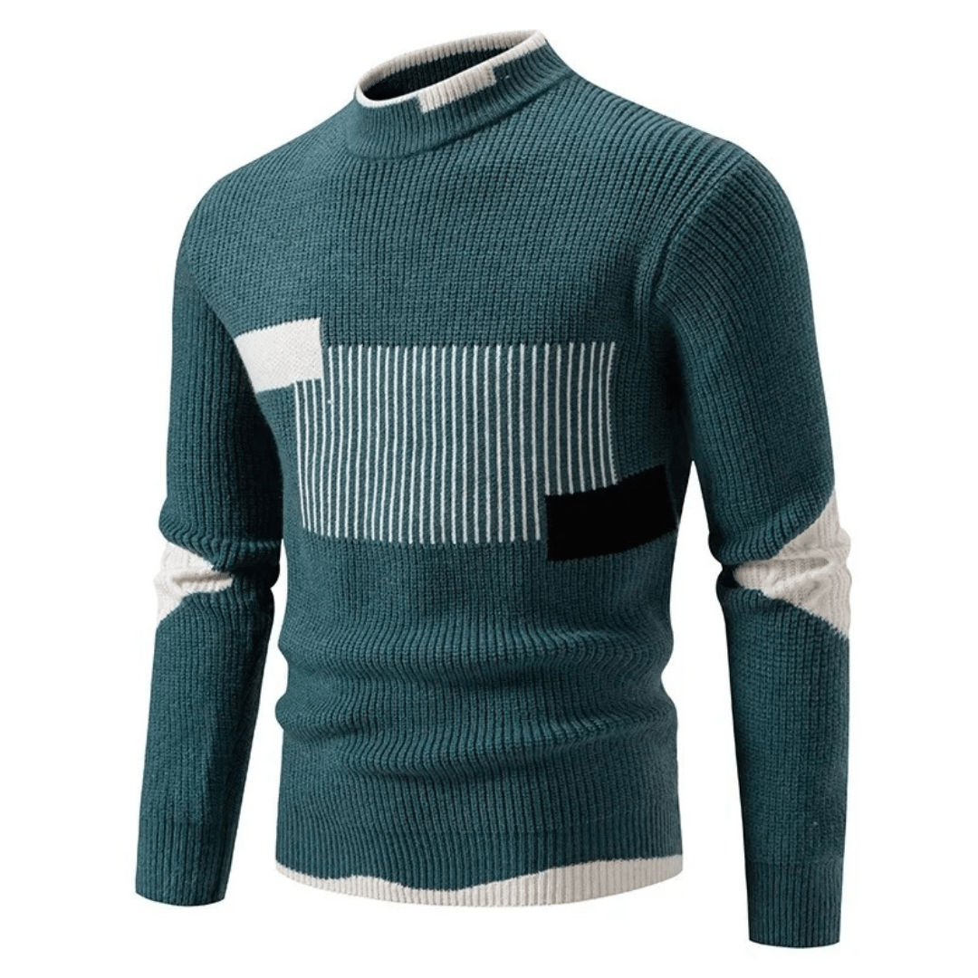 Herrenpullover mit geometrischem Muster und strukturiertem Strickdesign, langarm, modisch, vielseitig - Ideal for Herbst und Winter